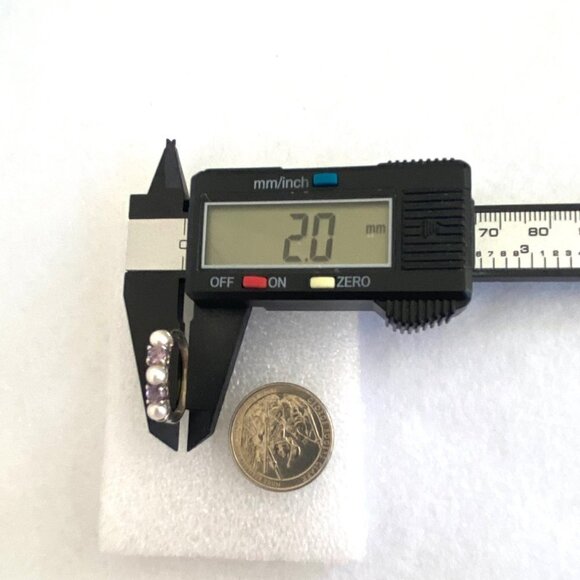 Sterling Silver 925 Multi Gemstone Round Amethyst Genuine Pearl Band Ring Sz 7 - Picture 15 of 16